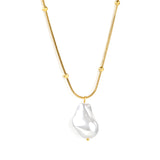 Shaped white pearl pendant 15.5*22mm necklace 45+5cm