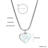 Heart with Clover Pattern White Shell Pendant 14.8*13mm Necklace 45+5cm