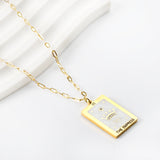 Spring 2024 Rectangle Crown White Pattern Pendant 16*22mm Necklace 45+5cm