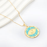 Spring 2024 Round Eyes Green Pattern Pendant 25mm Necklace 45cm