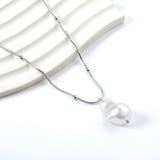 Shaped white pearl pendant 15.5*22mm necklace 45+5cm