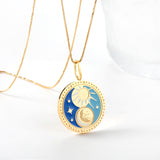 Spring 2024 Round Sun Moon Mixed Color Pattern Pendant 25mm Necklace 45cm