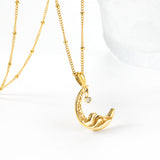 2024 Spring Moon Accessories 17.7*20mm with pendant diamond 3mm necklace 45+5cm