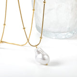 Shaped white pearl pendant 15.5*22mm necklace 45+5cm