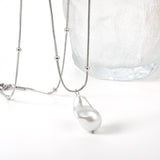 Shaped white pearl pendant 15.5*22mm necklace 45+5cm