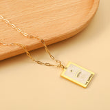 Spring 2024 Rectangle Crown White Pattern Pendant 16*22mm Necklace 45+5cm