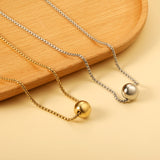 Steel Bead Pendant 12mm Necklace 45+5cm