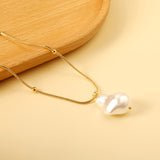 Shaped white pearl pendant 15.5*22mm necklace 45+5cm