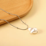 Shaped white pearl pendant 15.5*22mm necklace 45+5cm