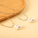 Shaped white pearl pendant 15.5*22mm necklace 45+5cm