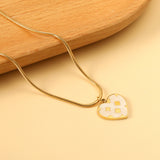 Heart with Clover Pattern White Shell Pendant 14.8*13mm Necklace 45+5cm