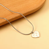 Heart with Clover Pattern White Shell Pendant 14.8*13mm Necklace 45+5cm