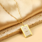 Spring 2024 Rectangle Crown White Pattern Pendant 16*22mm Necklace 45+5cm