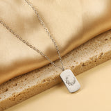 Rectangle pendant with moon and diamonds 10*17mm necklace 45+5cm