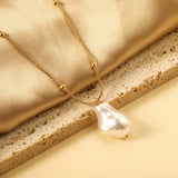 Shaped white pearl pendant 15.5*22mm necklace 45+5cm