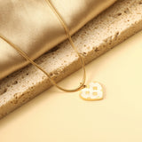 Heart with Clover Pattern White Shell Pendant 14.8*13mm Necklace 45+5cm