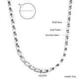 Rectangle White & Purple & Aquamarine & Mixed Color Diamond Clasp Necklace 35+5cm Steel Color