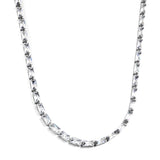 Rectangle White & Purple & Aquamarine & Mixed Color Diamond Clasp Necklace 35+5cm Steel Color