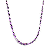 Rectangle White & Purple & Aquamarine & Mixed Color Diamond Clasp Necklace 35+5cm Steel Color