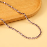 Rectangle White & Purple & Aquamarine & Mixed Color Diamond Clasp Necklace 35+5cm Steel Color