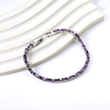 Rectangular White & Purple Diamonds & Aquamarine Clasp Bracelet 17cm