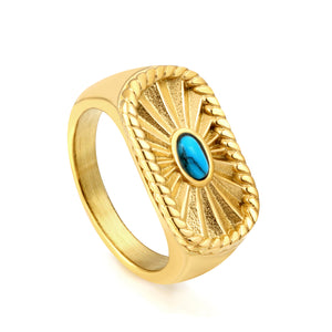 Twisted textured irregular surface set turquoise ring