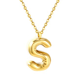 A~Z Bubble Letter Pendant Necklace 45+5cm