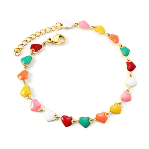 Colorful Oil Heart Bracelet 18+3cm