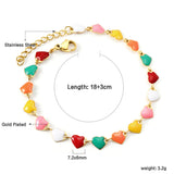 Colorful Oil Heart Bracelet 18+3cm