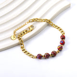 6 Colorful Natural Stone Bracelets 18+3cm