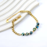 6 Blue and Yellow Natural Stone Bracelets 18+3cm