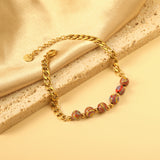 6 Colorful Natural Stone Bracelets 18+3cm