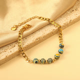 6 Blue and Yellow Natural Stone Bracelets 18+3cm