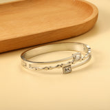 Personalized bamboo bracelet with 2 diamonds