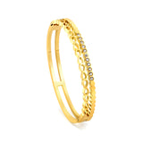 Gold-colored double stranded bracelet with diamonds