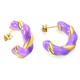 C Shape Twist Drip Earrings 6.4*23mm