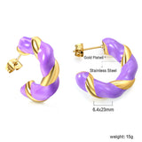 C Shape Twist Drip Earrings 6.4*23mm