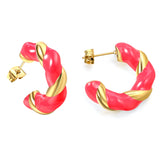 C Shape Twist Drip Earrings 6.4*23mm