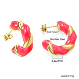 C Shape Twist Drip Earrings 6.4*23mm