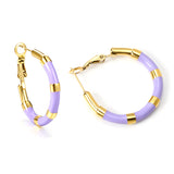 C-Stripe White&Purple&Sky Blue&Pink&Mixed Color Drop Earrings 3*30mm Gold Color