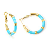 C-Stripe White&Purple&Sky Blue&Pink&Mixed Color Drop Earrings 3*30mm Gold Color