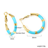 C-Stripe White&Purple&Sky Blue&Pink&Mixed Color Drop Earrings 3*30mm Gold Color