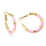 C-Stripe White&Purple&Sky Blue&Pink&Mixed Color Drop Earrings 3*30mm Gold Color