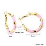 C-Stripe White&Purple&Sky Blue&Pink&Mixed Color Drop Earrings 3*30mm Gold Color