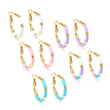 C-Stripe White&Purple&Sky Blue&Pink&Mixed Color Drop Earrings 3*30mm Gold Color