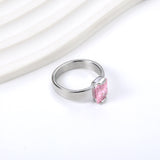 Square solitaire ring with pink diamonds