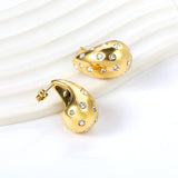 Teardrop Hollow with White Diamonds Earrings 16.2*26mm