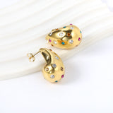 Teardrop Hollow with White Diamonds Earrings 16.2*26mm