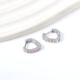 Heart Shaped Circle with White & Pink Diamonds Ear Clips 2.8*14.*12.8mm