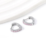 Heart Shaped Circle with White & Pink Diamonds Ear Clips 2.8*14.*12.8mm